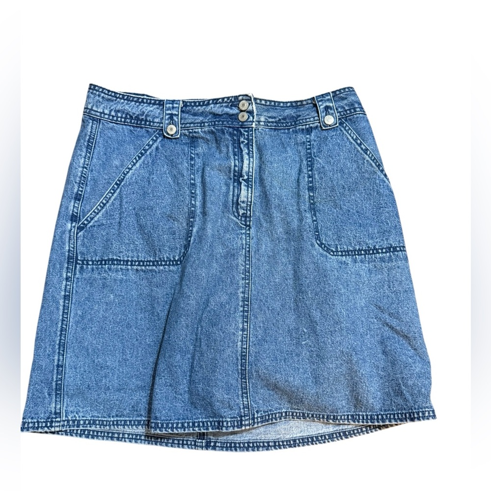 Vintage Liz Claiborne Denim Skort 90s Jean Skirt Shorts Y2K Utility‎ Style Sz 14